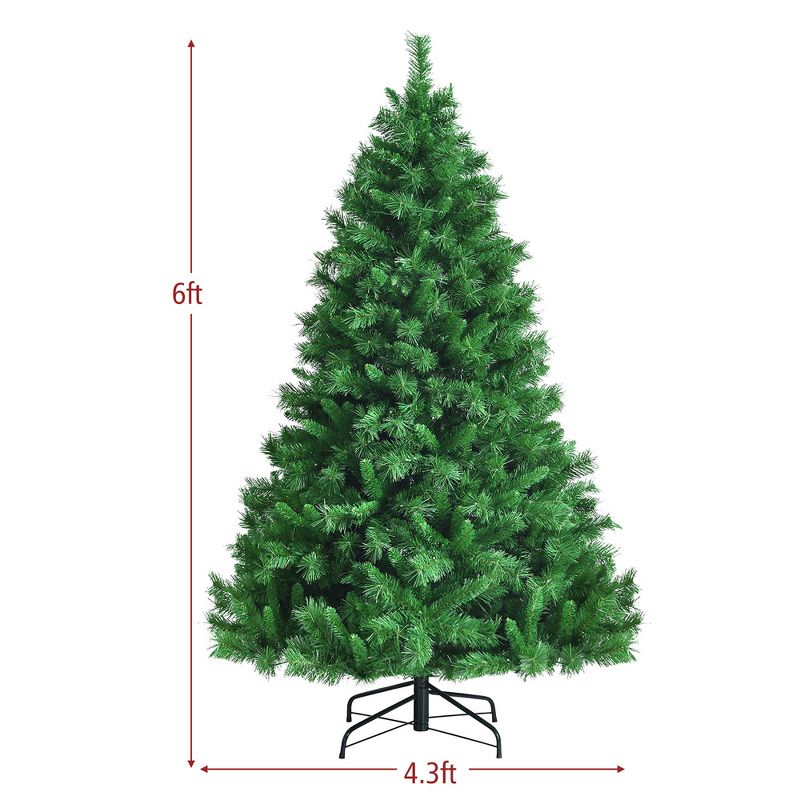 6ft Pre-Lit Artificial Hinged Christmas Tree w/8 Modes LED Lights and Foot Pedal, 4 of 11