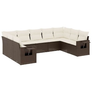 vidaXL Garden Sofa Set Brown PE rattan, powder-coated steel Large - 1 of 4