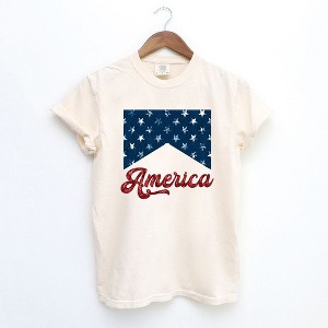 Simply Sage Market Women's America Retro Cursvie Short Sleeve Garment Dyed Tee - 1 of 2