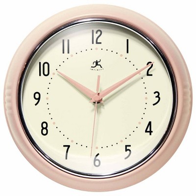 9.5" Retro Metal Wall Clock Pink - Infinity Instruments