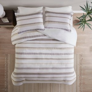 Madison Park Cove Clipped Jacquard Duvet Cover Set Multicolor Naturals - 1 of 4