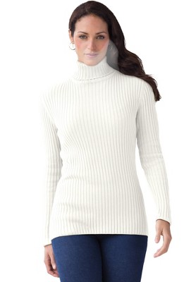 Jessica London Women's Plus Size Ribbed Cotton Turtleneck Sweater