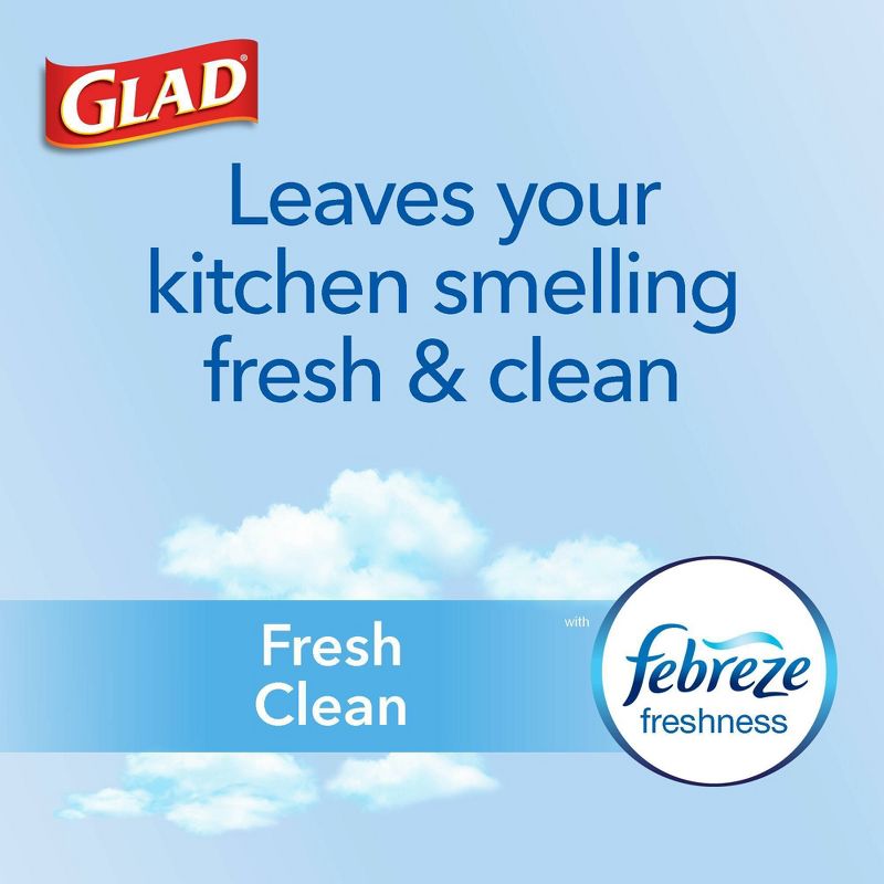 Glad ForceFlex Tall Kitchen Drawstring Trash Bags - Febreze Fresh Clean - 13 Gallon, 5 of 21