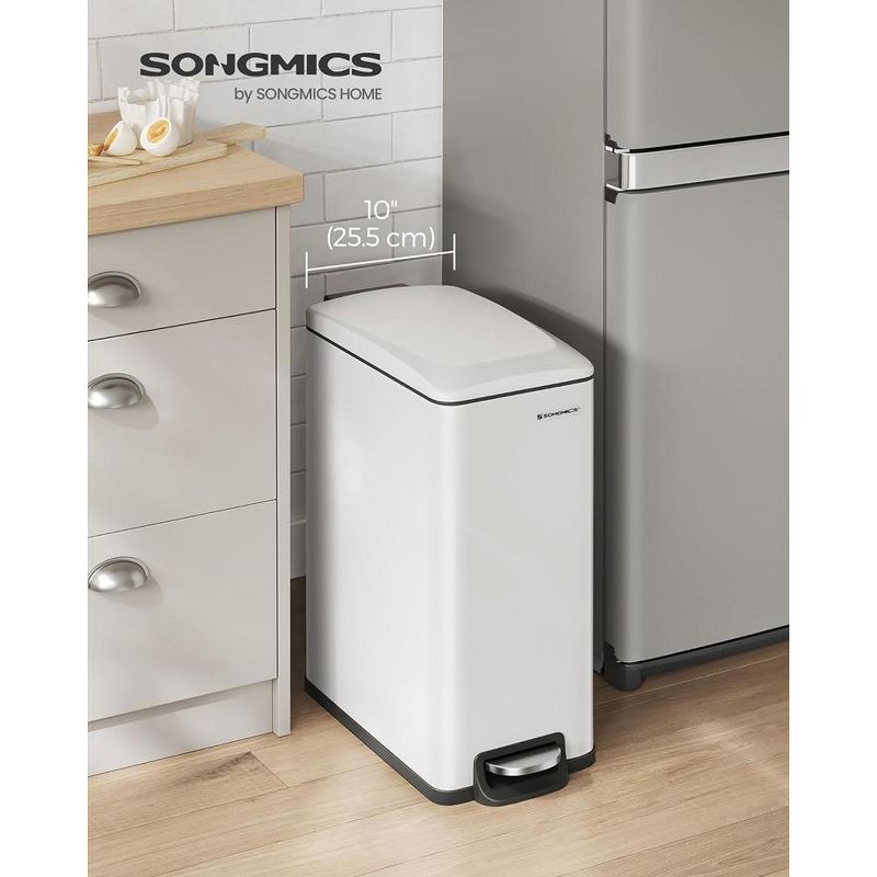 SONGMICS Slim Trash Can, 12.7 Gallon Garbage Can for Narrow Spaces with Soft-Close Lid, Inner Bucket, and Step-on Pedal, 15 Trash Bags Included, 2 of 7