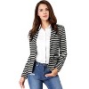 INSPIRE CHIC Women's Notched Collar Long Sleeve Button Front Striped Blazer - 2 of 4