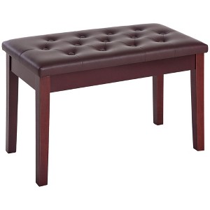 Piano Bench, Duet Piano Chair with Faux Leather Padded Cushion and Wooden Frame, Button Tufted Keyboard Bench - 1 of 4