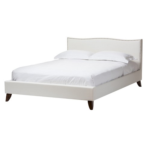 Battersby Modern Bed With Upholstered Headboard White Queen Baxton Studio Target