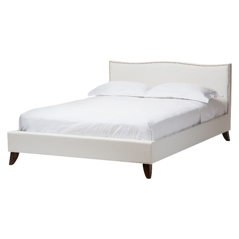 Queen Battersby Modern Bed with Upholstered Headboard White - Baxton Studio, 1 of 4