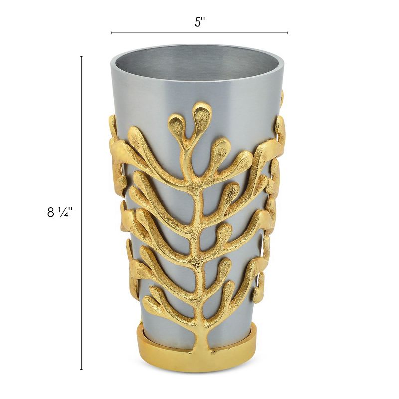 Berkware Two Tone Vase Silver and Gold Design 8.25" H x 5" D, 4 of 6