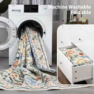 Modern Washable Living Room Rugs, Vintage Floral Non Slip Rugs, Dormitory Low Pile Stain Resistant Floor Mats - 1 of 4