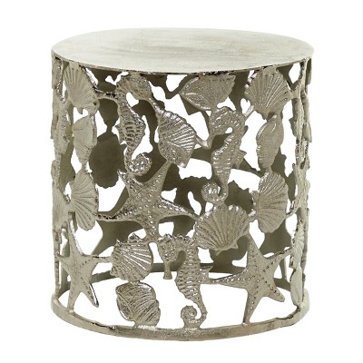 Coastal Aluminum Accent Table Silver - Olivia & May: Seahorse Base, Indoor Use, No Assembly Required