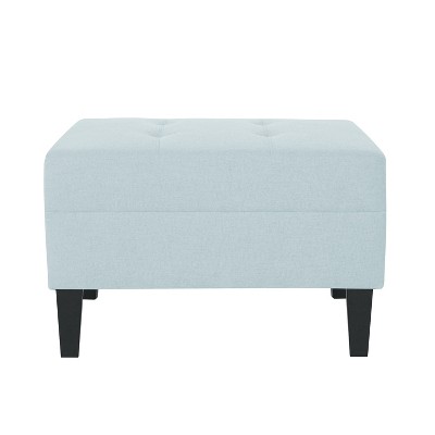 VYNXARIA Ottomans and Benches - 28.25"x23.00"x18.50" Blue Classic Ottoman with Tapered Legs