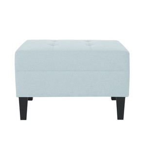 VYNXARIA Ottomans and Benches - 28.25"x23.00"x18.50" Blue Classic Ottoman with Tapered Legs - 1 of 4