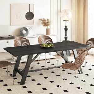 SAINTCY  70.8" Long Rectangular Wooden Dining Table for 6-8 People, Iron Frame - Perfect for Home Spaces - 1 of 4