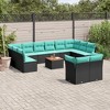 vidaXL 13 Piece Patio Sofa Set with Cushions Black and Blue Poly Rattan - 2 of 4