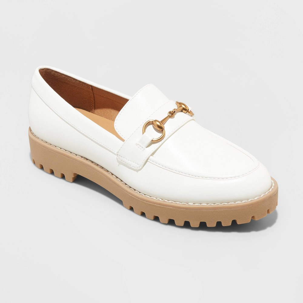 Women's Danica Wide Width Platform Loafers - A New Day Off-White 7.5W