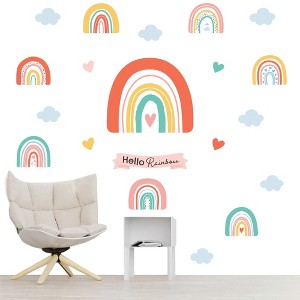 Big Dot of Happiness Hello Rainbow - Peel and Stick Nursery and Kids Room Vinyl Wall Art Stickers - Wall Decals - Set of 20 - 1 of 4