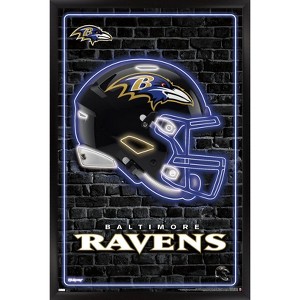 Trends International NFL Baltimore Ravens - Neon Helmet 23 Framed Wall Poster Prints - 1 of 4