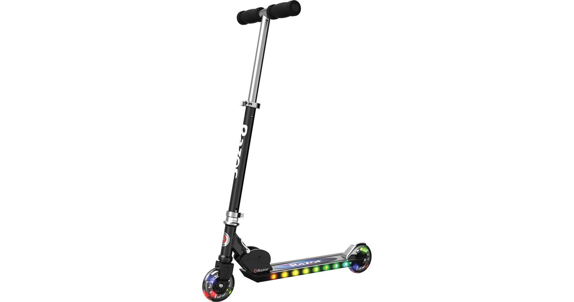 Razor A+ 2 Wheel Scooter with LED Lights - Black: Aluminum Frame, Urethane Wheels