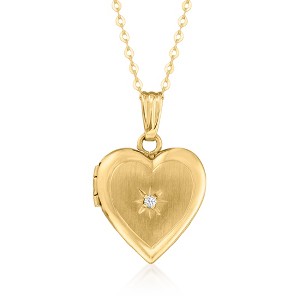 Ross-Simons Diamond-Accented Heart Locket Necklace in 10kt Yellow Gold - 1 of 4