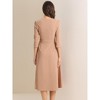 INSPIRE CHIC Women's Elegant Split Neck Side Zipper Pockets 3/4 Sleeve Work A-Line Dress - 4 of 4