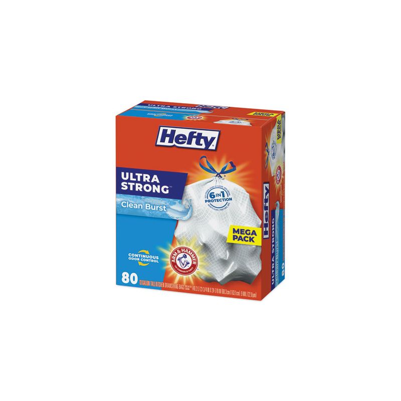 Hefty Ultra Strong Scented Tall White Kitchen Bags, 13 gal, 0.9 mil, 23.75" x 24.88", White, 80/Box, 4 of 6