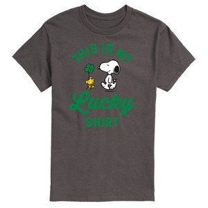 Men's - Peanuts - Snoopy and Woodstock Lucky Shirt St Patrick's Day Short Sleeve Graphic T-Shirt - 1 of 4