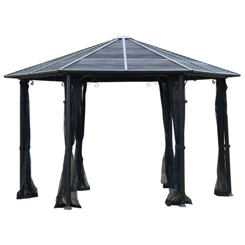 Outsunny 13x13 Hardtop Gazebo With Aluminum Frame, Permanent Metal Roof 