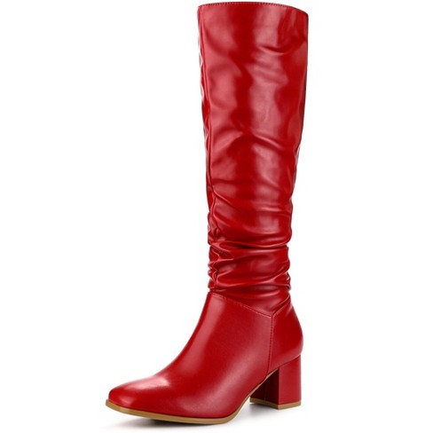 Ladies red 2025 knee high boots