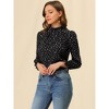 Allegra K Women's Smocked Cuffs Puff Sleeve Ruffled Neck Vintage Polka Dots Blouses - 2 of 4