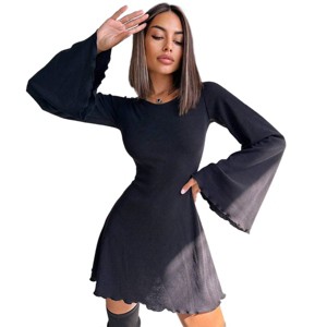 slim fit dress slacks Long Sleeve A-Line Mini Dress in Black - 10 / Regular main image 1