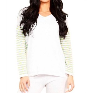 Women's Stripe V-Neck Long Sleeve - ANGEL - 1 of 2