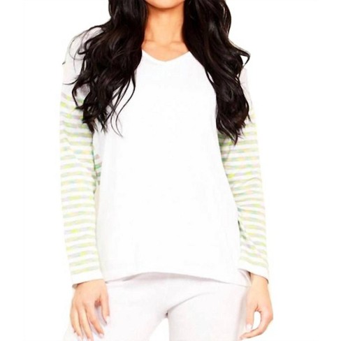 Women's Stripe V-Neck Long Sleeve - ANGEL - image 1 of 2