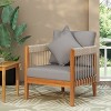 Outdoor Club Chair, Acacia Wood Frame with Handwoven Rope and Removable Cushions, Boho Patio Seating for Porch or Garden - Coolbibila - 2 of 4