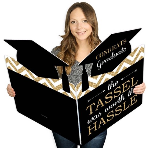 Big Dot Of Happiness Gold Tassel Worth The Hassle Graduation Congratulations Giant Greeting Card Big Shaped Jumborific Card 16 5 X 22 Inches Target