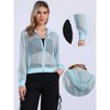 INSPIRE CHIC Women's Zip Up Long Sleeve Mesh Sheer Hoodie Bomber Jackets - 2 of 4
