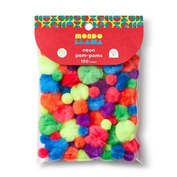 12 Wholesale 75ct Glitter PoM-Poms Astd Primary Colors & Sizes - at 