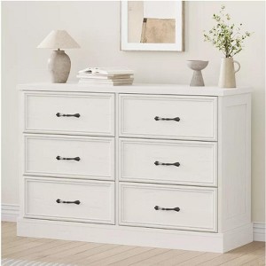 TackView Farmhouse 6-Drawer Dresser, 47''Wide 6 Chest of Drawers Storage,for Bedroom Living Room Nursery(White) - 1 of 4