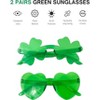 4E's Novelty Set of 2 Green Sunglasses for Adults, Shamrock & Heart Shaped, St Patricks Day Glasses for Women & Men Party Outfit Accessories - 3 of 4