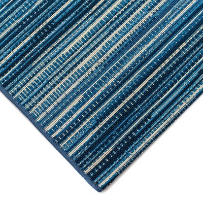 Marina Stripes China Blue 2'7" x 4'3" Synthetic Indoor/Outdoor Rug