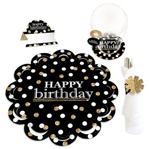 Big Dot of Happiness Adult Happy Birthday - Gold - Birthday Party Paper Charger & Table Decorations Chargerific Kit for 8 - 1 of 4