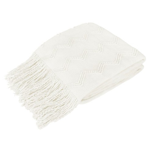 White textured 2024 throw blanket