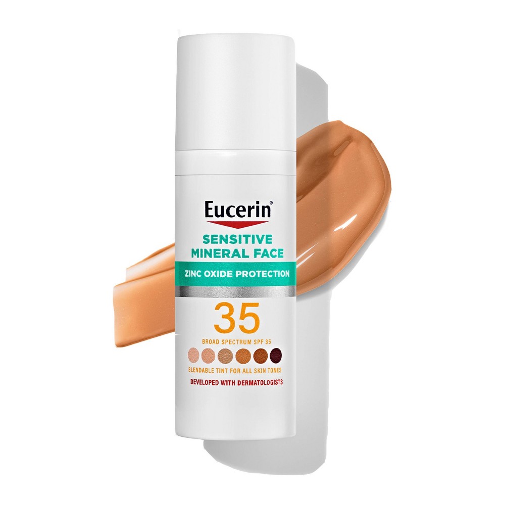Photos - Sun Skin Care Eucerin Sensitive Tinted Mineral Face Sunscreen - SPF 35 - 1.7 fl oz 