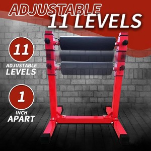 Adjustable 11-Level Heavy Duty Steel Weight Rack Stand, Padded Barbell Holder with Anti-Slip Feet & Anti-Loose Nuts for Strength Training Red Black - 1 of 4