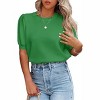 Clearlove Women's V Neck Puff Sleeve Short Sleeve Knit Top Lightweight Solid Color Basic Casual Pullover Shirt Sweater - 3 of 4