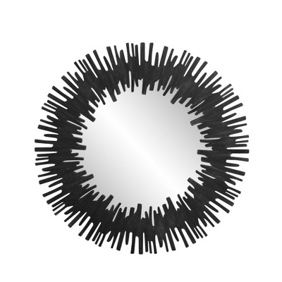 HomeRoots 36" Black Wood Sunburst Framed Accent Mirror