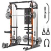 Home Gym Power Cage Squat Rack¨C2000LBS Capacity with Dual Pulleys for Cable Crossover,LAT Pulldown & Leg Workouts¨COrange Complete Training Station - 2 of 4