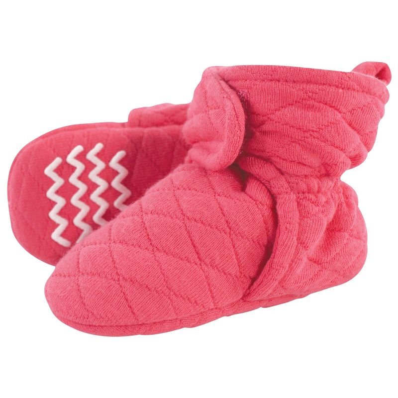 Hudson Baby Infant and Toddler Girl Quilted Booties, Dark Pink, 1 of 4