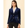 INSPIRE CHIC Women's Notched Lapel Vintage Office Button Front Velvet Blazer - 2 of 4