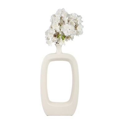 Ivory Ceramic Cut-Out Table Vase, 18" Tall